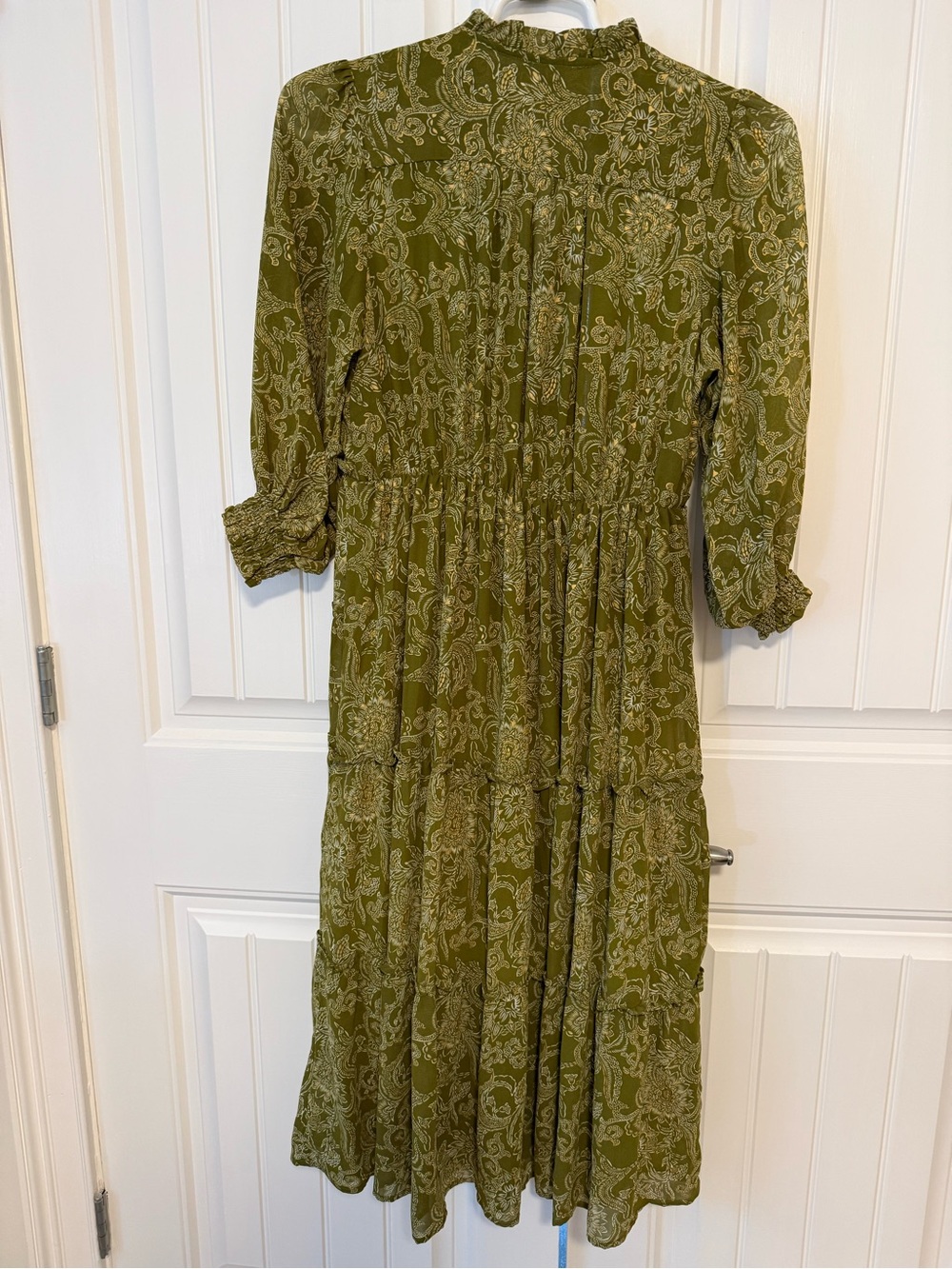 Umgee Olive Paisley Tiered Maxi Dress - Picture 3 of 9